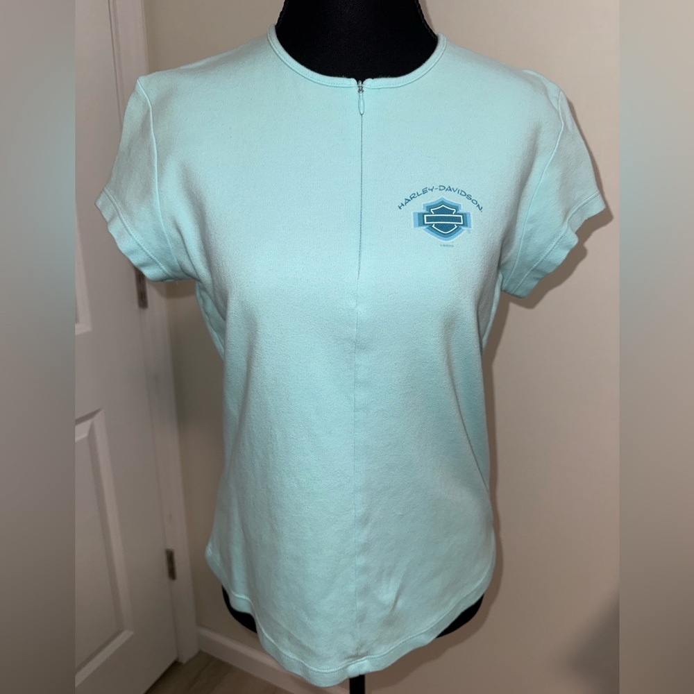Vintage Harley-Davidson Women's Blue Short Sleeve Tee